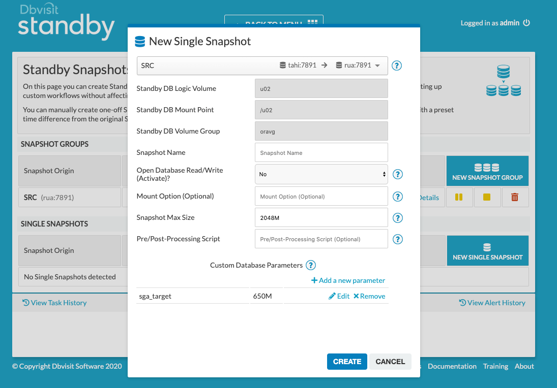 Dbvisit Standby Snapshot Option Dbvisit Support