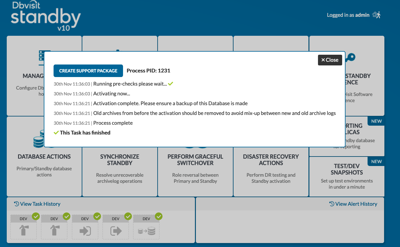 Activate (Failover) as Standby Database – Dbvisit Support